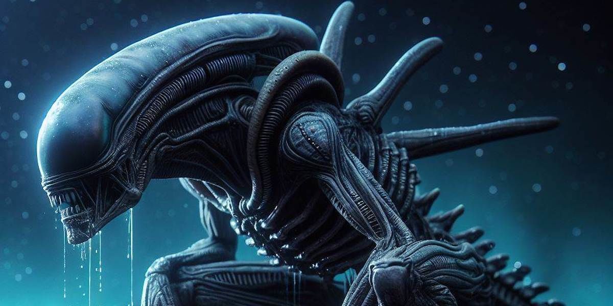 Образец чужой на фоне звездного неба